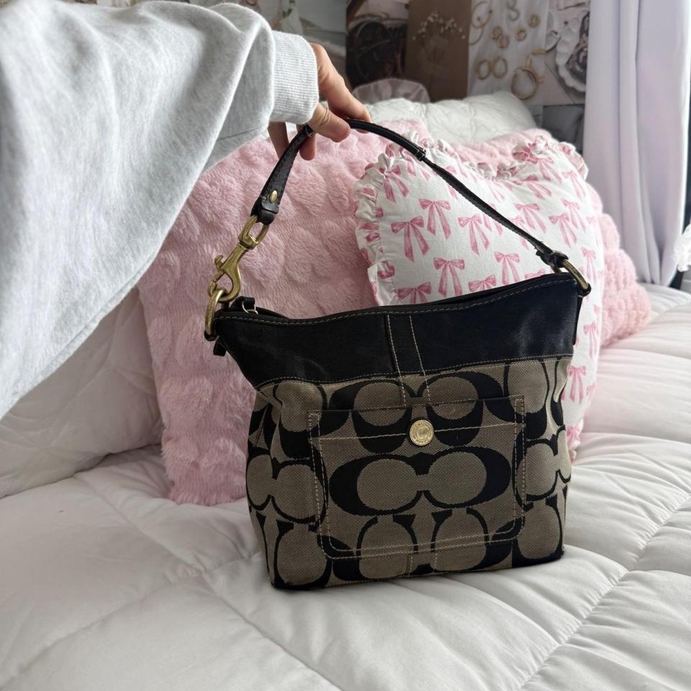 Y2K Coach Signature Jacquard Pocket hobo mini purse/bag